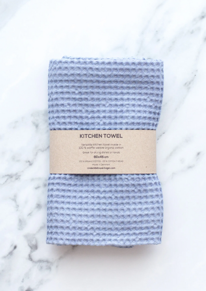 Zero Waste Organic Cotton Kitchen Towel, Light Blue