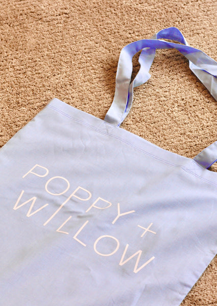 Poppy Willow Logo Tote Bag, Soft Blue