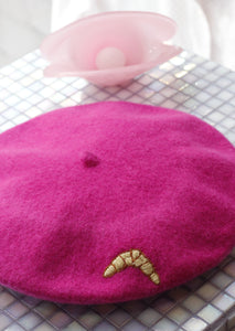 Handmade beret, Crossaint embroidery