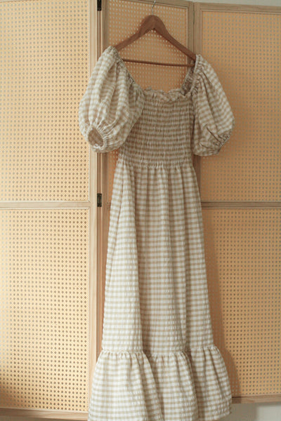 Willow dress, Beige Vichy